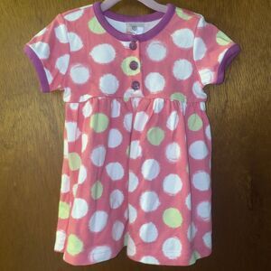 VGUC Hanna Andersson Girl's Polk-a-Dot Pink/White Dress With Buttons Size 6-12m